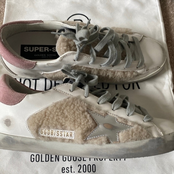 SOLD! RARE Golden Goose Sneakers Size 38 Pink and White Shearling - Picture 9 of 10